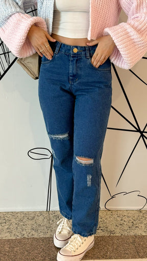 Calça  Jeans Feminina Mom Escura Adriana