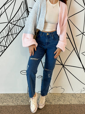 Calça  Jeans Feminina Mom Escura Adriana