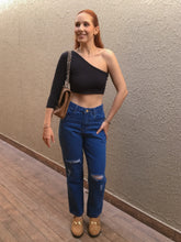 Calça  Jeans Feminina Mom Escura Adriana